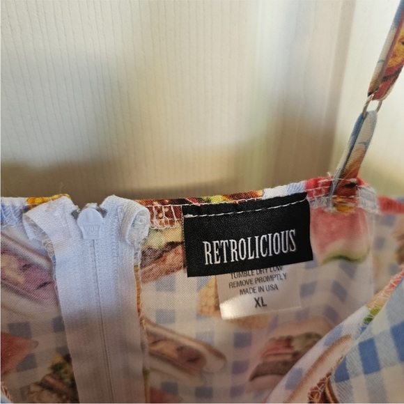 Retrolicious Blue Checkered Food Print Dress - Picture 5 of 6